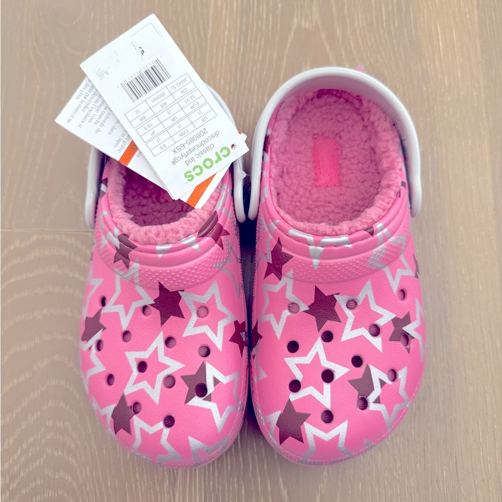 NEW Pink Star Fleece Lined Crocs